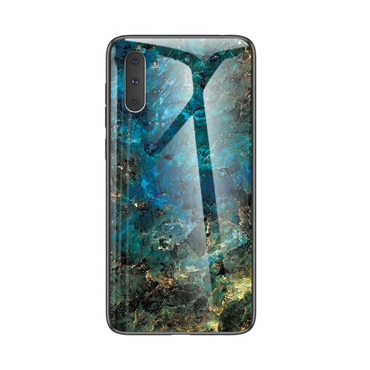 Marmor-Textur-Gehärtetes Glas + PC + TPU Hybrid-Hülle für Samsung Galaxy Note 10 5G / Note 10 - Smaragd