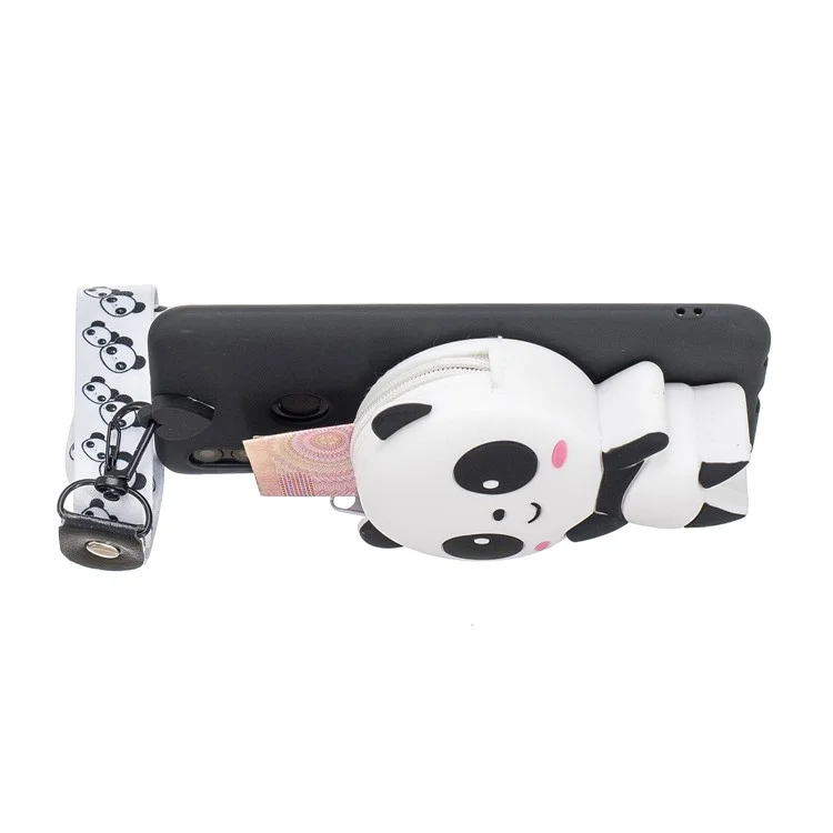 Zipper Brieftasche Telefonabdeckung Mit Schlüsselband Für Samsung Galaxy A40 - Baby Panda