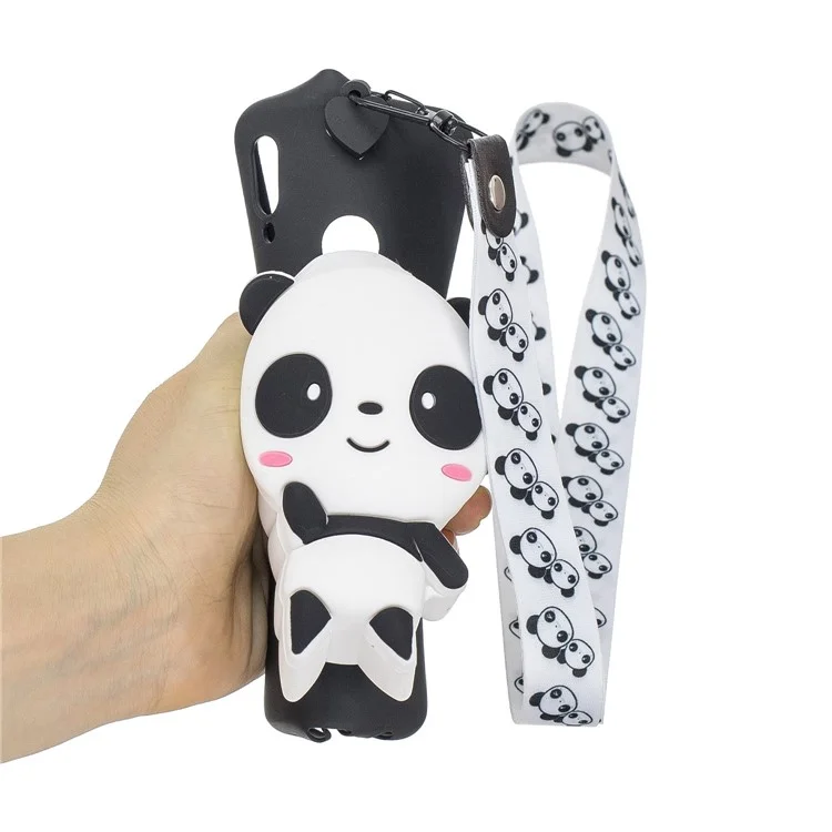 Zipper Brieftasche Telefonabdeckung Mit Schlüsselband Für Samsung Galaxy A40 - Baby Panda