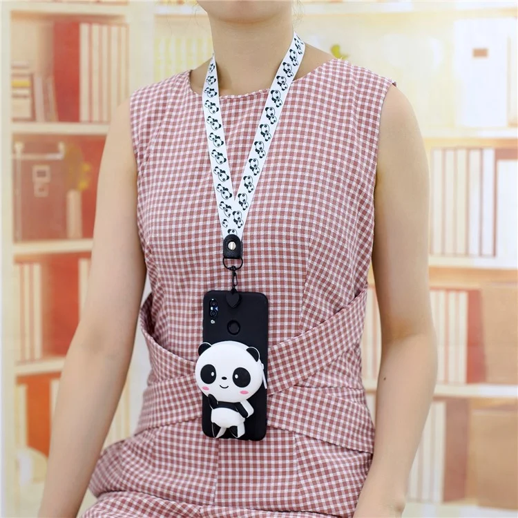 Zipper Brieftasche Telefonabdeckung Mit Schlüsselband Für Samsung Galaxy A40 - Baby Panda