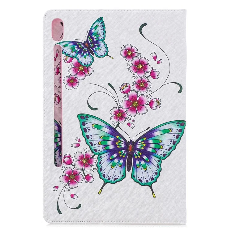 Motif D'impression de Portefeuille de Support en Cuir Coque Pour Samsung Galaxy Tab S6 T860 - Papillons et Fleurs