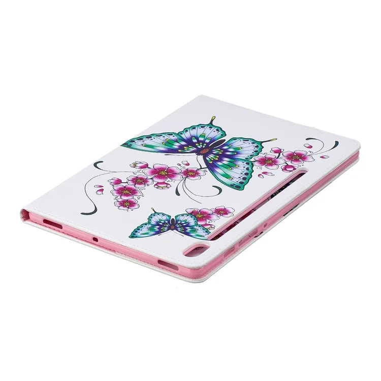 Motif D'impression de Portefeuille de Support en Cuir Coque Pour Samsung Galaxy Tab S6 T860 - Papillons et Fleurs