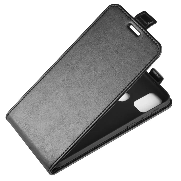 Crazy Horse Custodia in Pelle Verticale con Slot per Schede per Samsung Galaxy M30s - Nero