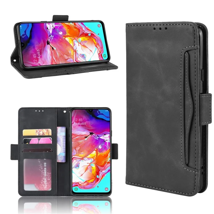 PU Leather Phone Case Covering Shell for Samsung Galaxy A20s - Black