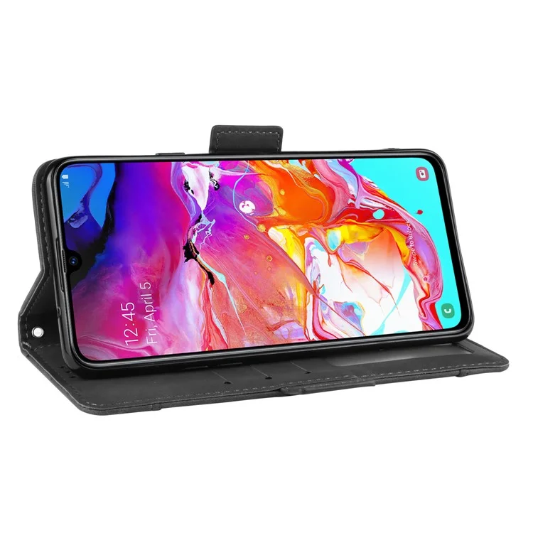 Coque de Couverture du Boîtier de Téléphone en Cuir PU Pour Samsung Galaxy A20s - le Noir