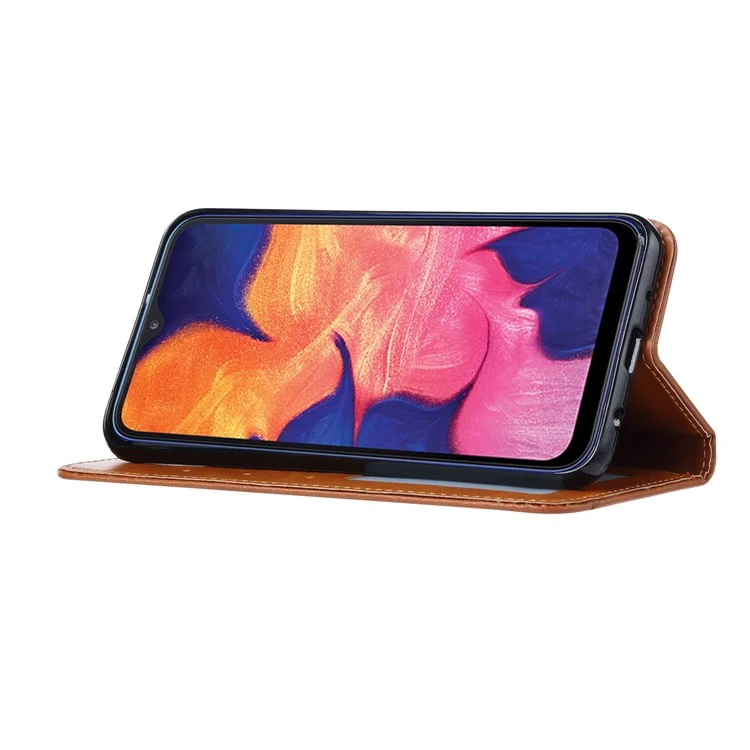 Capa Móvel de Couro PU Absorvida Automaticamente Para o Samsung Galaxy A20e/a10e - Castanho