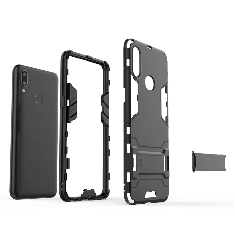 Plastic + TPU Hybrid Case with Kickstand for Samsung Galaxy A10s - Black