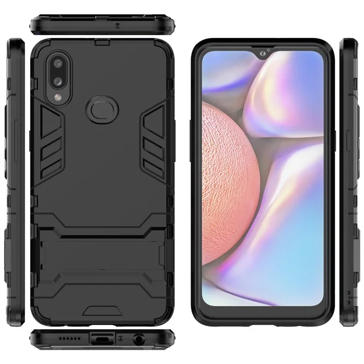 Plastic + TPU Hybrid Case with Kickstand for Samsung Galaxy A10s - Black