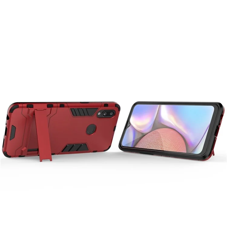 Plastic + TPU Hybrid Case with Kickstand for Samsung Galaxy A10s - Red