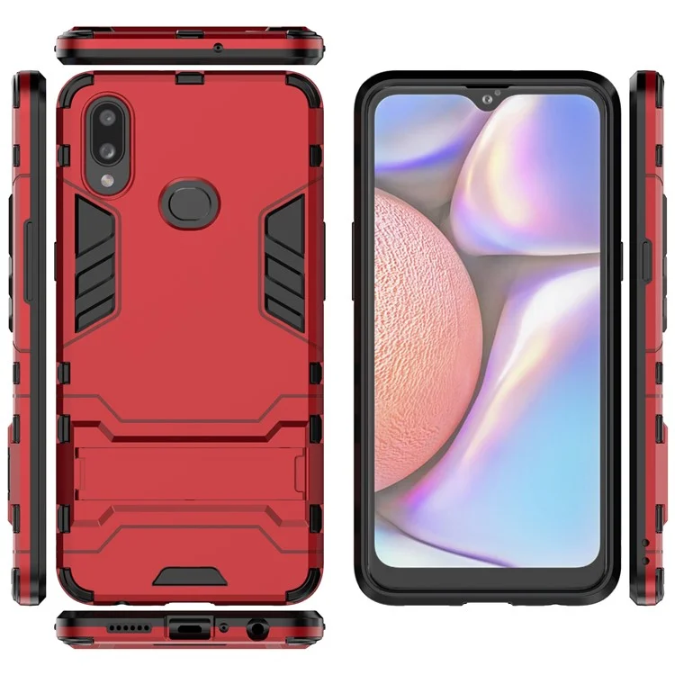 Plastic + TPU Hybrid Case with Kickstand for Samsung Galaxy A10s - Red