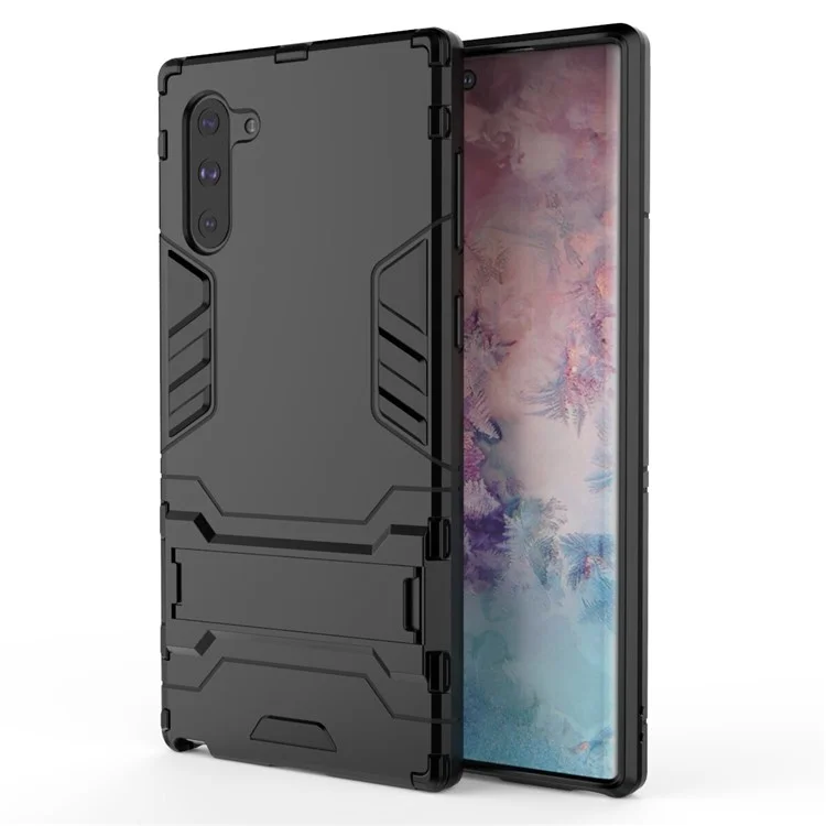 Kunststoff + TPU -kombination Mit Kickstand Für Samsung Galaxy Note 10 5g / Anmerkung 10 - Schwarz