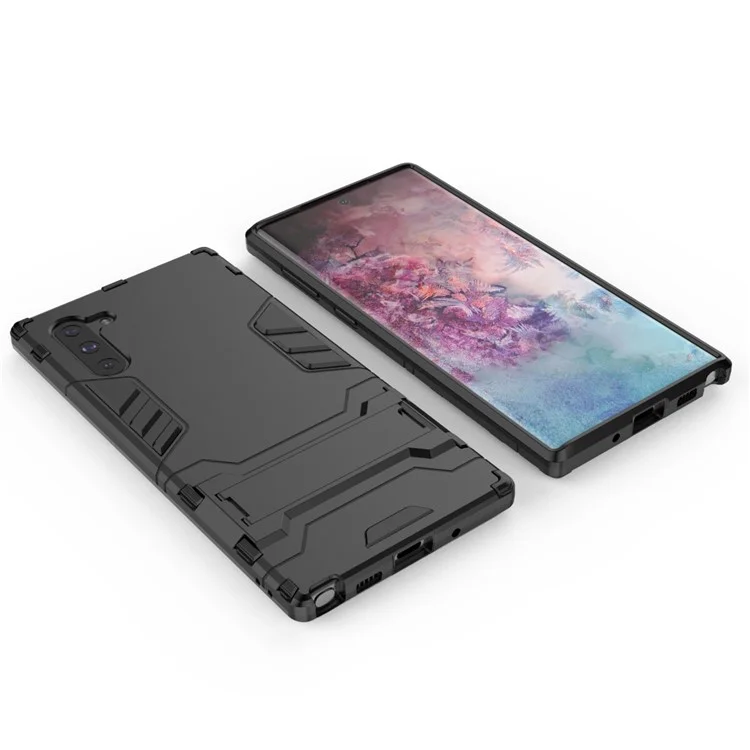 Kunststoff + TPU -kombination Mit Kickstand Für Samsung Galaxy Note 10 5g / Anmerkung 10 - Schwarz