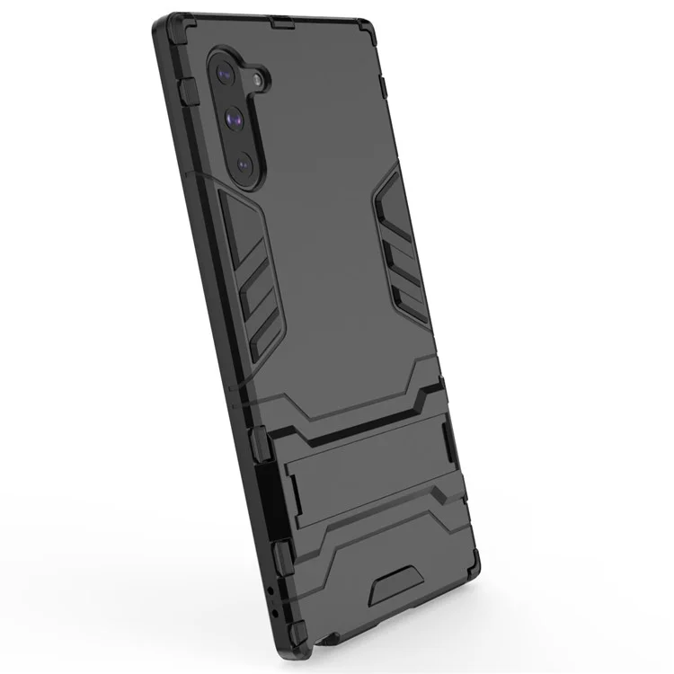 Kunststoff + TPU -kombination Mit Kickstand Für Samsung Galaxy Note 10 5g / Anmerkung 10 - Schwarz