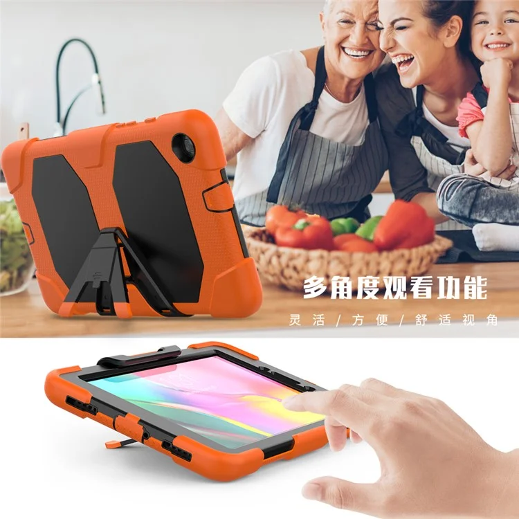 Shockproof Kickstand PC+Silicone Tablet Case for Samsung Galaxy Tab A 8.0 Wi-Fi (2019) SM-T290/T295  - Orange