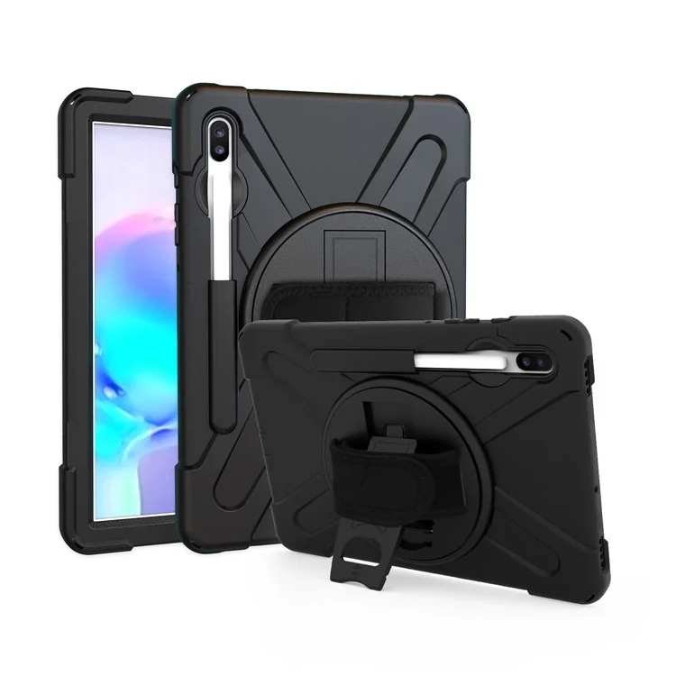 Custodia Combo TPU X-s-shape Con Cavalletto Del Cinturino Manuale Per Samsung Galaxy Tab S6 SM-T860 (Wi-Fi)/T865 (LTE) - Nero