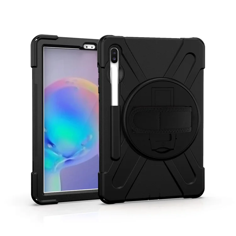 Caixa Combinada do PC + TPU em Forma de Xeita Com o Kickstand de Correia Para o Samsung Galaxy Tab S6 Sm-t860 (Wi-Fi)/T865 (LTE) - Preto