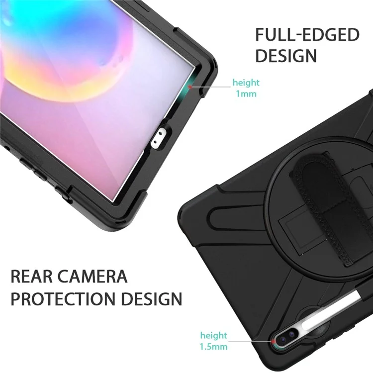 X-Shape PC + TPU Combo Case with Hand Strap Kickstand for Samsung Galaxy Tab S6 SM-T860 (Wi-Fi)/T865 (LTE) - Black