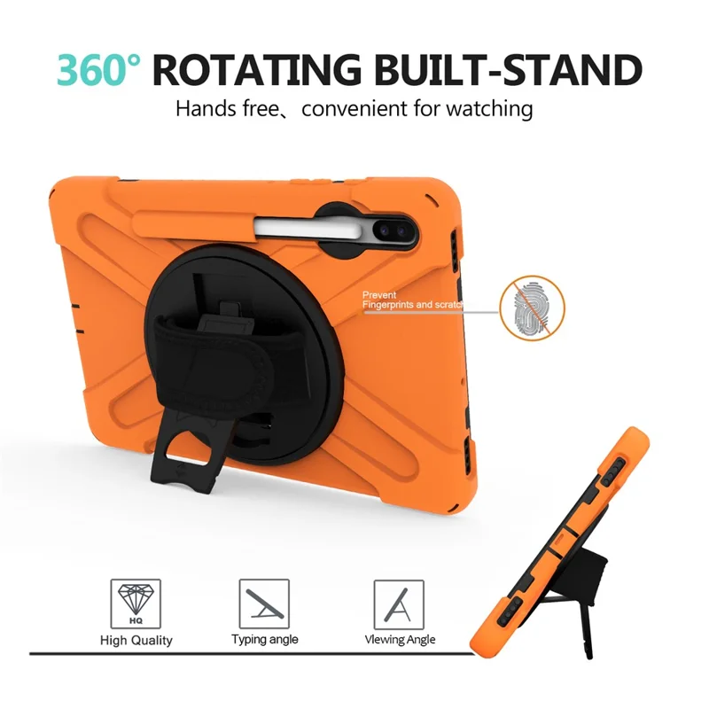 X-Shape PC + TPU Combo Case with Hand Strap Kickstand for Samsung Galaxy Tab S6 SM-T860 (Wi-Fi)/T865 (LTE) - Orange