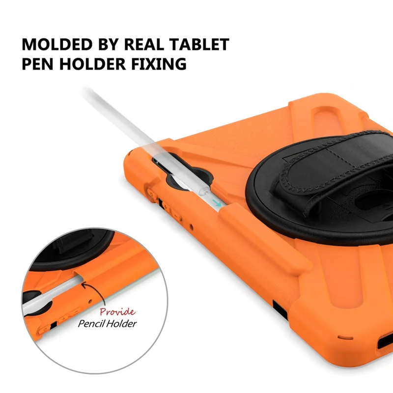 X-Shape PC + TPU Combo Case with Hand Strap Kickstand for Samsung Galaxy Tab S6 SM-T860 (Wi-Fi)/T865 (LTE) - Orange
