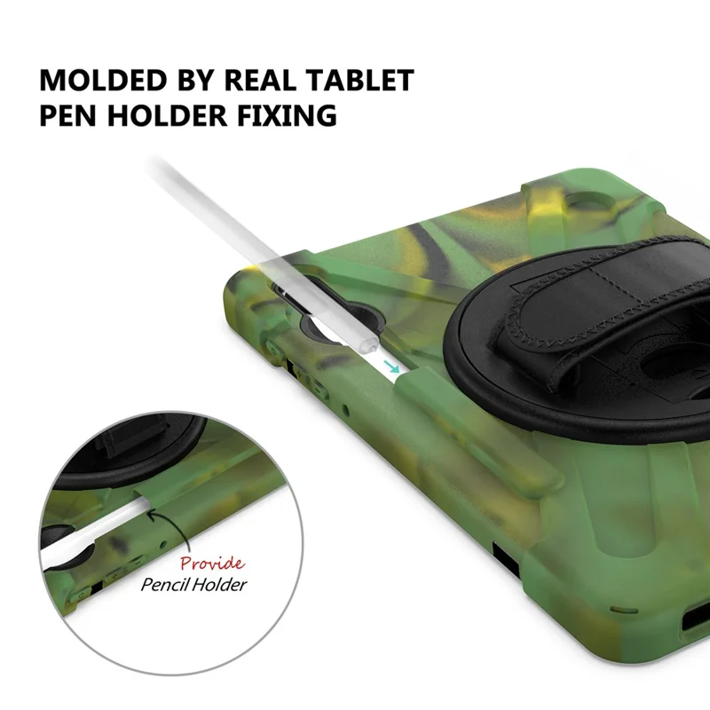 X-Shape PC + TPU Combo Case with Hand Strap Kickstand for Samsung Galaxy Tab S6 SM-T860 (Wi-Fi)/T865 (LTE) - Camouflage