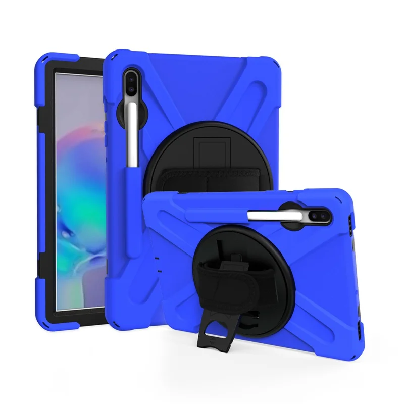 X-Shape PC + TPU Combo Case with Hand Strap Kickstand for Samsung Galaxy Tab S6 SM-T860 (Wi-Fi)/T865 (LTE) - Blue