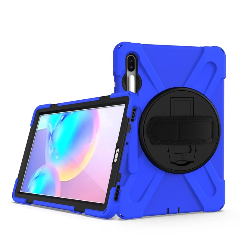 X-Shape PC + TPU Combo Case with Hand Strap Kickstand for Samsung Galaxy Tab S6 SM-T860 (Wi-Fi)/T865 (LTE) - Blue