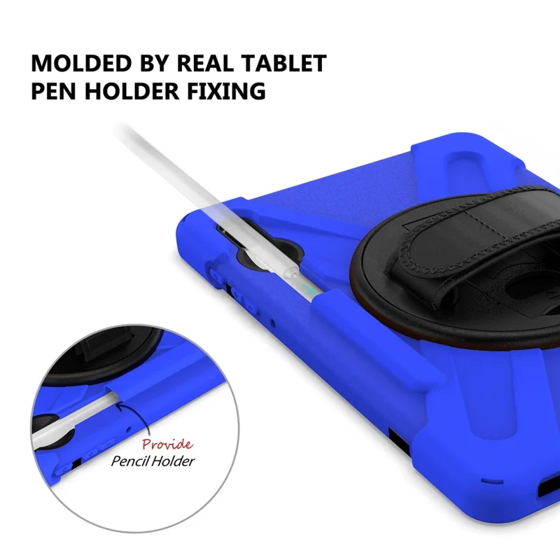 X-Shape PC + TPU Combo Case with Hand Strap Kickstand for Samsung Galaxy Tab S6 SM-T860 (Wi-Fi)/T865 (LTE) - Blue