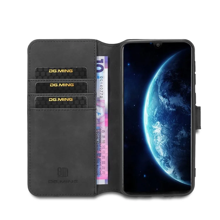 DG.MING Retro Leather Wallet Stand Case for Samsung Galaxy M30s / M2 - Black