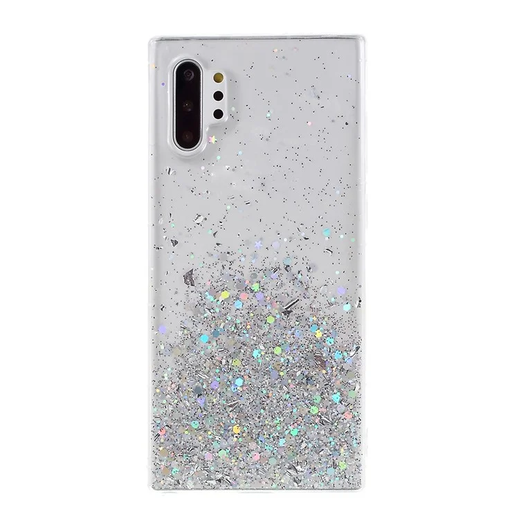 Glitter Sequins Inlaid Style TPU Phone Casing Cover for Samsung Galaxy Note 10 Plus/Note 10 Plus 5G - Transparent