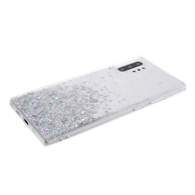 Glitter Pailletten Eingelegter Stil TPU-Telefongehäusedeckel Für Samsung Galaxy Note 10 Plus / Anmerkung 10 Plus 5g - Transparent