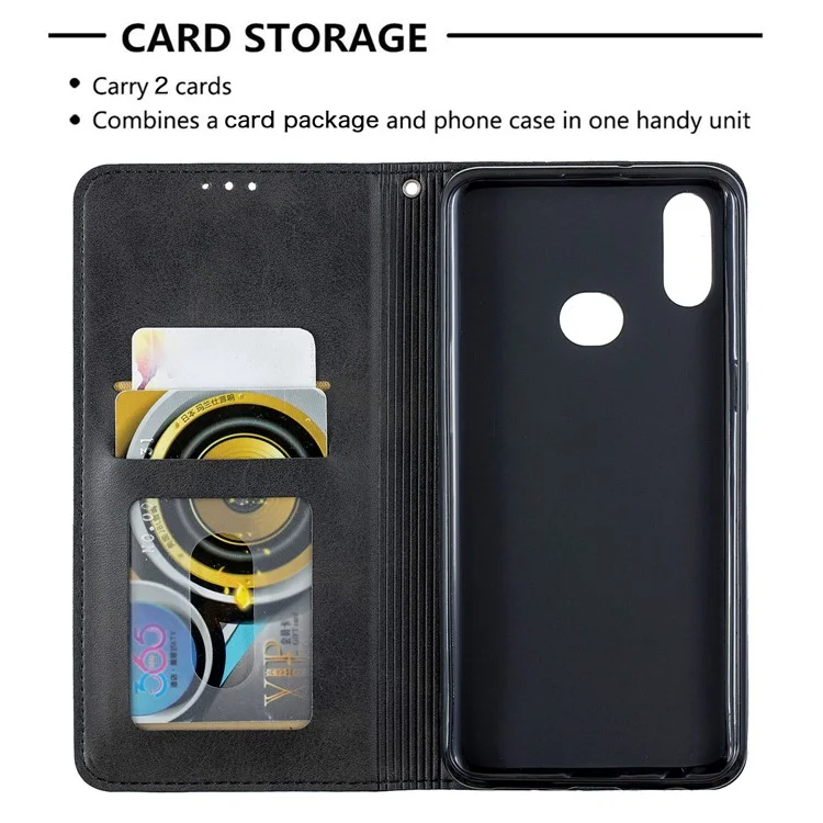 Case de Cartera de Cuero de Stand de Patrón Geométrico Para Samsung Galaxy A10s - Negro