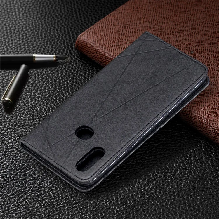 Case de Cartera de Cuero de Stand de Patrón Geométrico Para Samsung Galaxy A10s - Negro