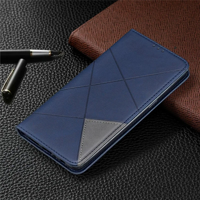 Geometric Pattern Stand Leather Card Holder Case for Samsung Galaxy A10s - Blue
