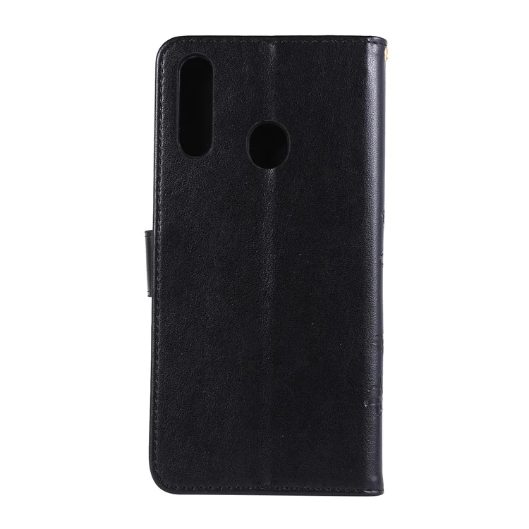 Imprint Schmetterlinge Wallet Stand Flip Leder Schutzhülle für Samsung Galaxy A20s - Schwarz