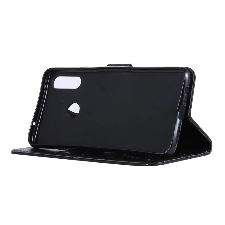 Imprint Schmetterlinge Wallet Stand Flip Leder Schutzhülle für Samsung Galaxy A20s - Schwarz