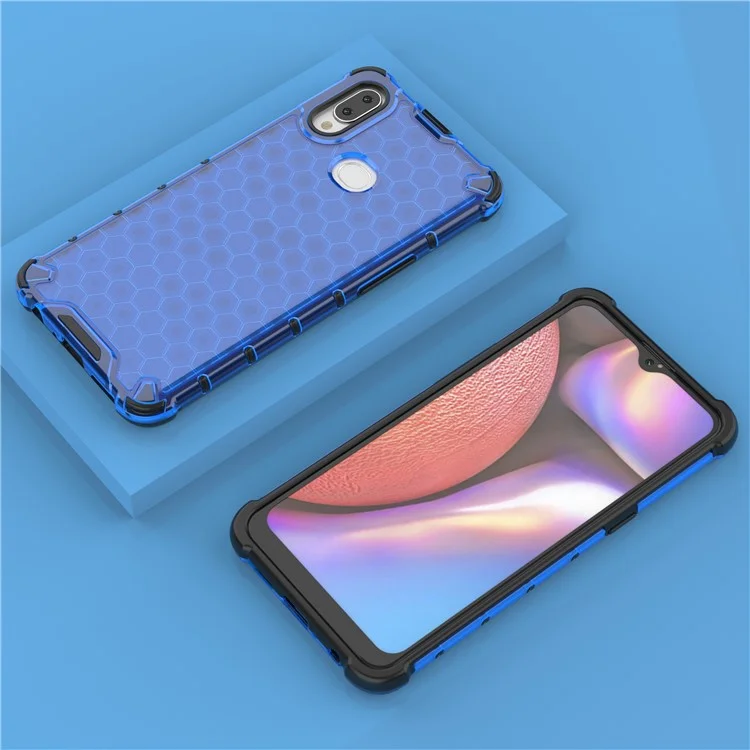 Honeycomb Pattern Shock-proof TPU + PC Combo Shell for Samsung Galaxy A10s - Blue