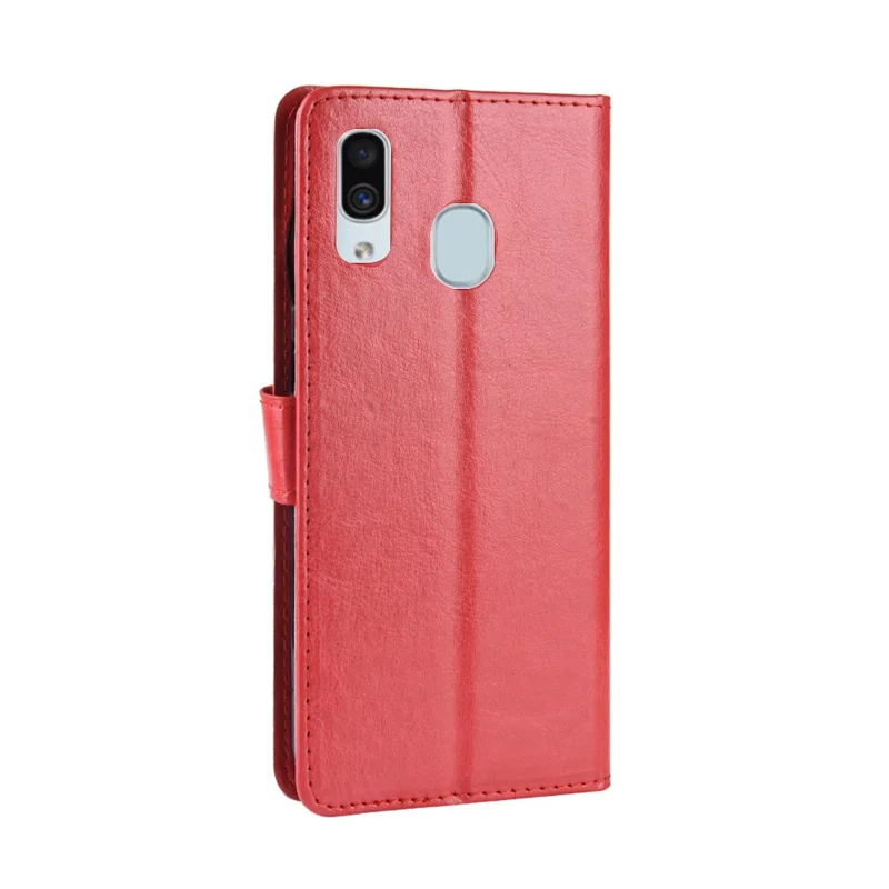 Funda de Billetera de Cuero de Caballo Loco Para Samsung Galaxy A20/a30/m10s - Rojo