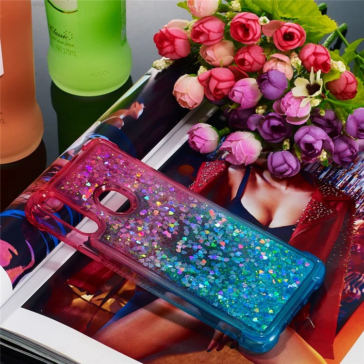 Farbverlauf Glitzer Quicksand TPU Handyhülle für Samsung Galaxy A20s - Pink/Himmelsblau
