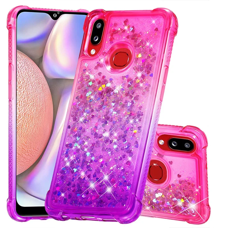 Gradiënt Glitter Quicksand TPU Telefoonhoesje voor Samsung Galaxy A10s - Roze/Paars