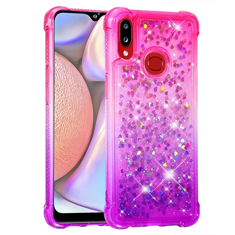 Gradiënt Glitter Quicksand TPU Telefoonhoesje voor Samsung Galaxy A10s - Roze/Paars