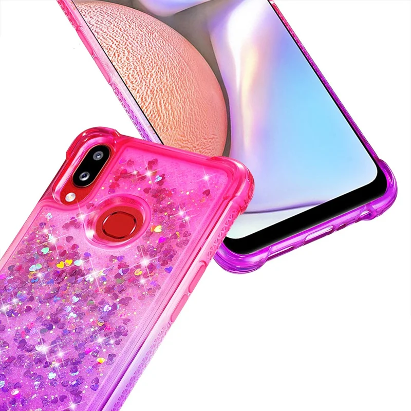 Gradiënt Glitter Quicksand TPU Telefoonhoesje voor Samsung Galaxy A10s - Roze/Paars