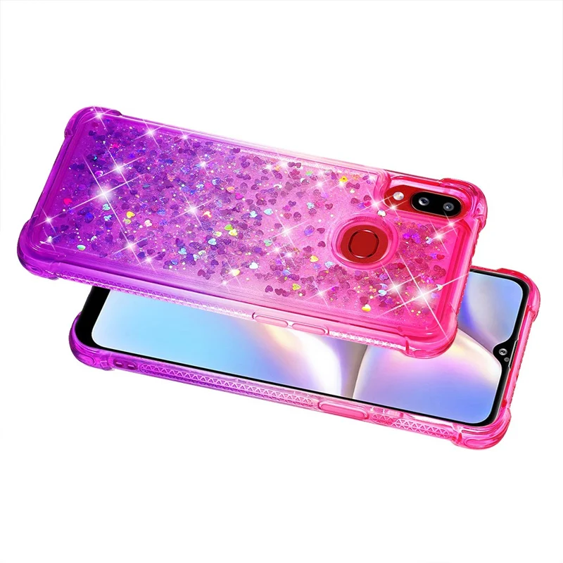 Gradiënt Glitter Quicksand TPU Telefoonhoesje voor Samsung Galaxy A10s - Roze/Paars