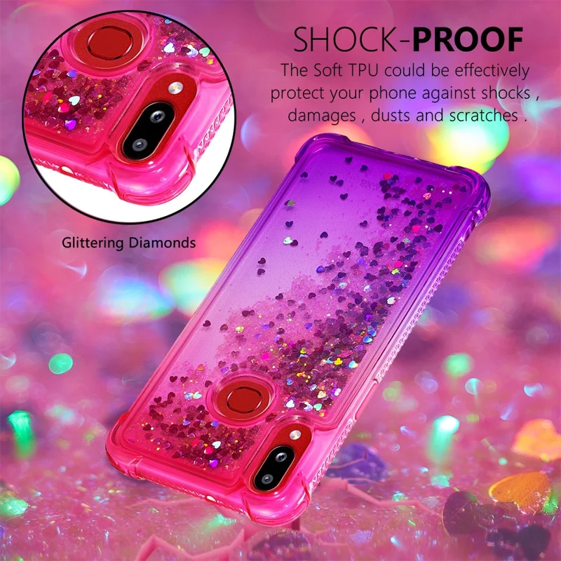Gradiënt Glitter Quicksand TPU Telefoonhoesje voor Samsung Galaxy A10s - Roze/Paars