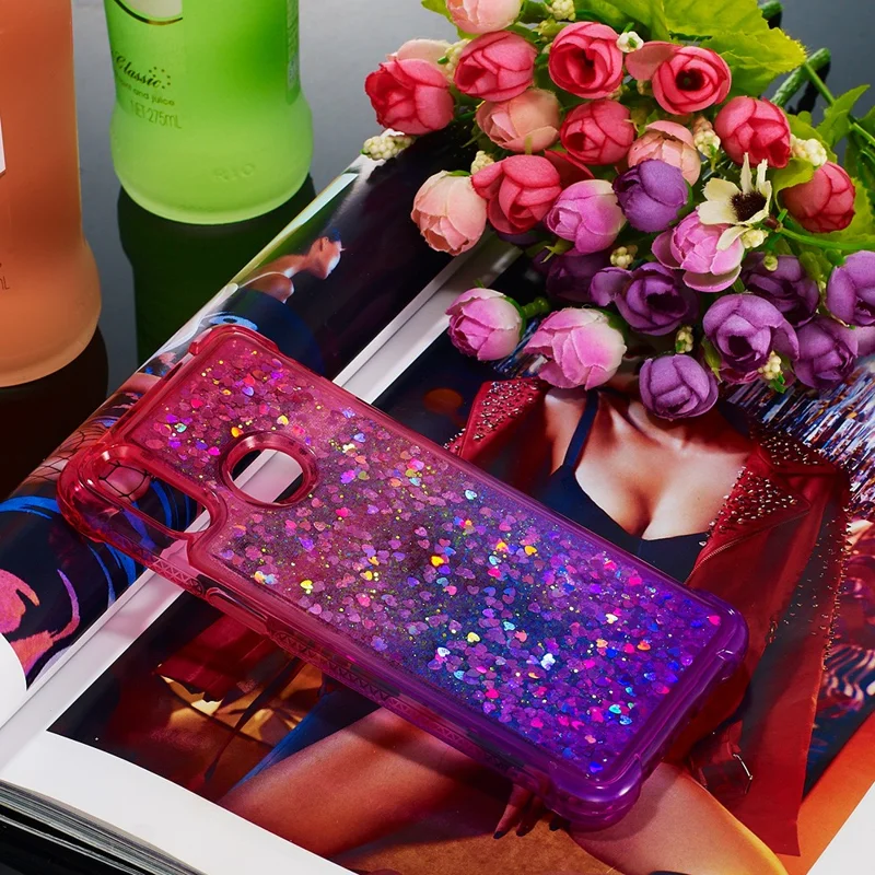 Gradiënt Glitter Quicksand TPU Telefoonhoesje voor Samsung Galaxy A10s - Roze/Paars