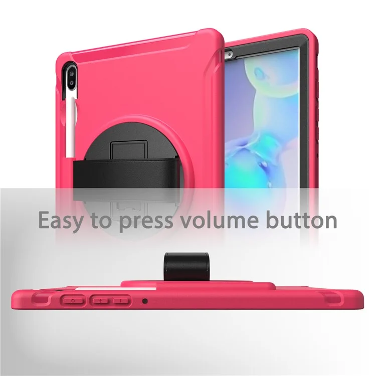 360 ° Schwenkkickstand-pc + TPU Tablet Combo-shell Mit Handgurt Für Samsung Galaxy Tab S6 SM-T860/T865 - Rose