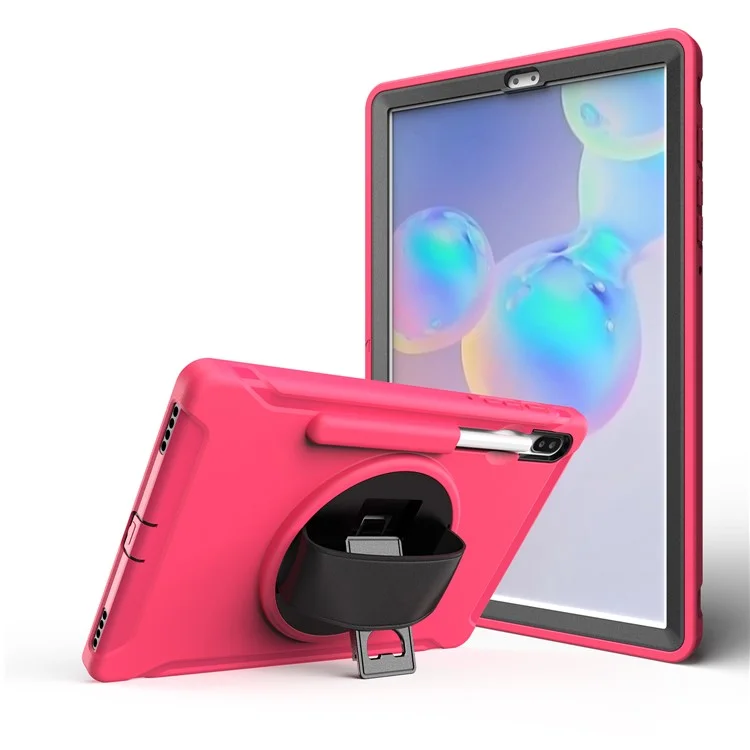 360 ° Swivel Kickstand PC + TPU TPU Combo Combo Con Correa de Mano Para Samsung Galaxy Tab S6 SM-T860/T865 - Rosa