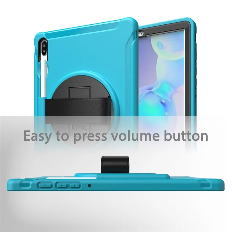 360° Swivel Kickstand PC + TPU Tablet Combo Shell with Hand Strap for Samsung Galaxy Tab S6 SM-T860/T865 - Baby Blue