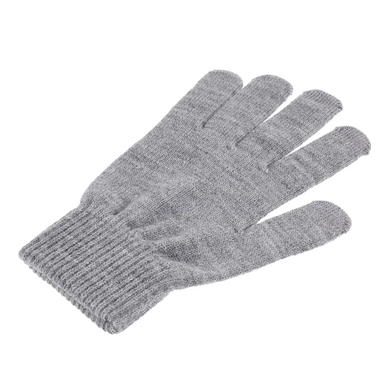 Women Touch Screen Glove Winter Warm Thick Knit for Smartphone Tablet One Size - Light Grey