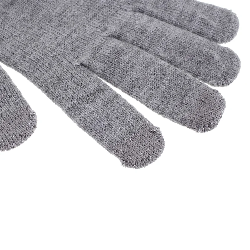 Women Touch Screen Glove Winter Warm Thick Knit for Smartphone Tablet One Size - Light Grey
