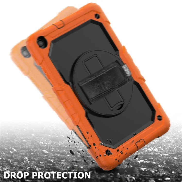 Capa de Silicone com Suporte de Apoio e Protetor de Tela para Samsung Galaxy Tab A 10.1 (2019) SM-T510/T515 - Laranja/Preto